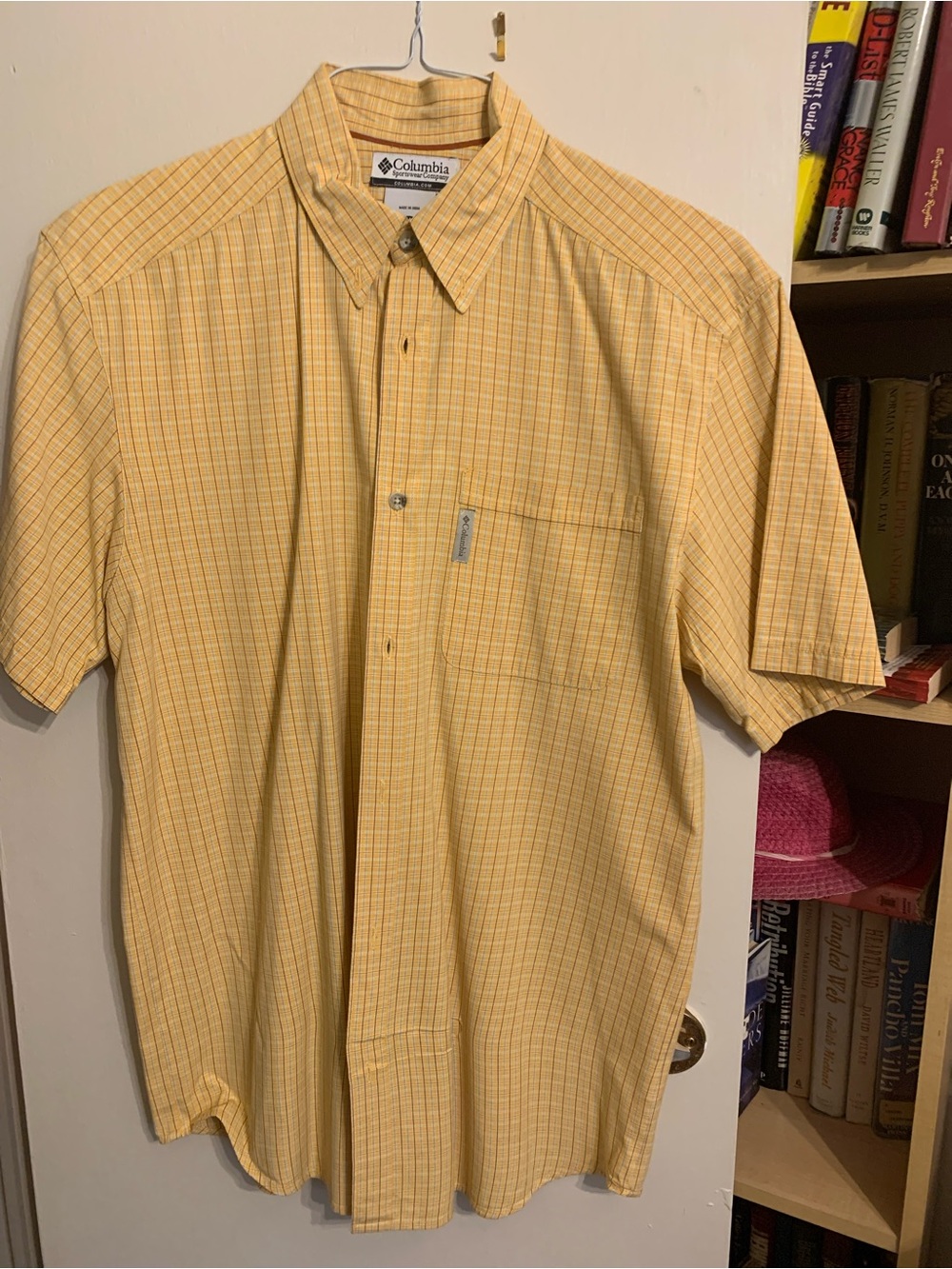 Columbia Yellow Plaid Short-Sleeve Button-Down Shirt